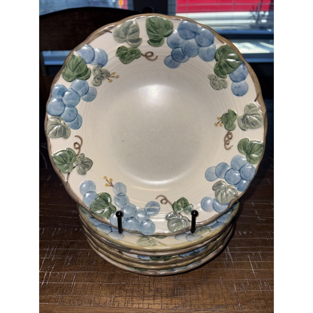VINTAGE METLOX POPPYTRAIL SCULPTURE GRAPE SOUP BOWLS SET OF 6